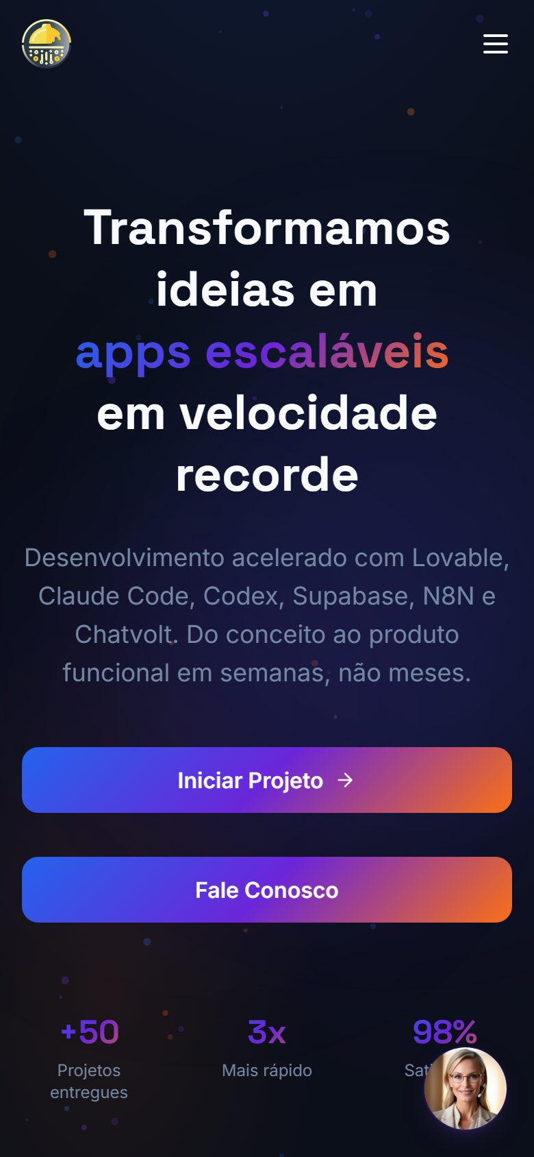 Site da Lemon Apps no celular