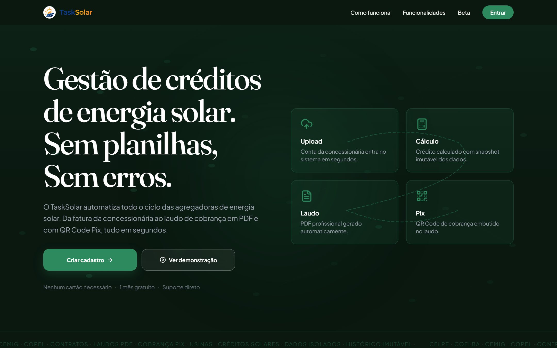 Página inicial do TaskSolar